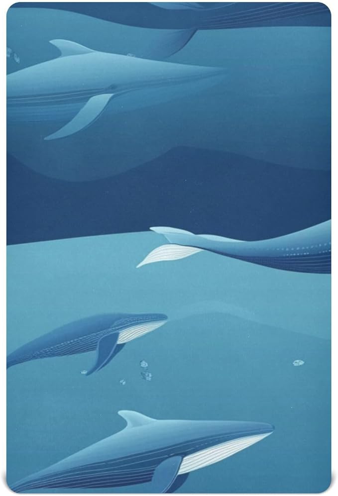 Blue Whales 01 Crib Sheets Standard Crib Toddler Mattresses Cover Fitted Baby Bed Sheet Breathable Crib Mattress Sheet for Girls Boys 52" x 28"x5''