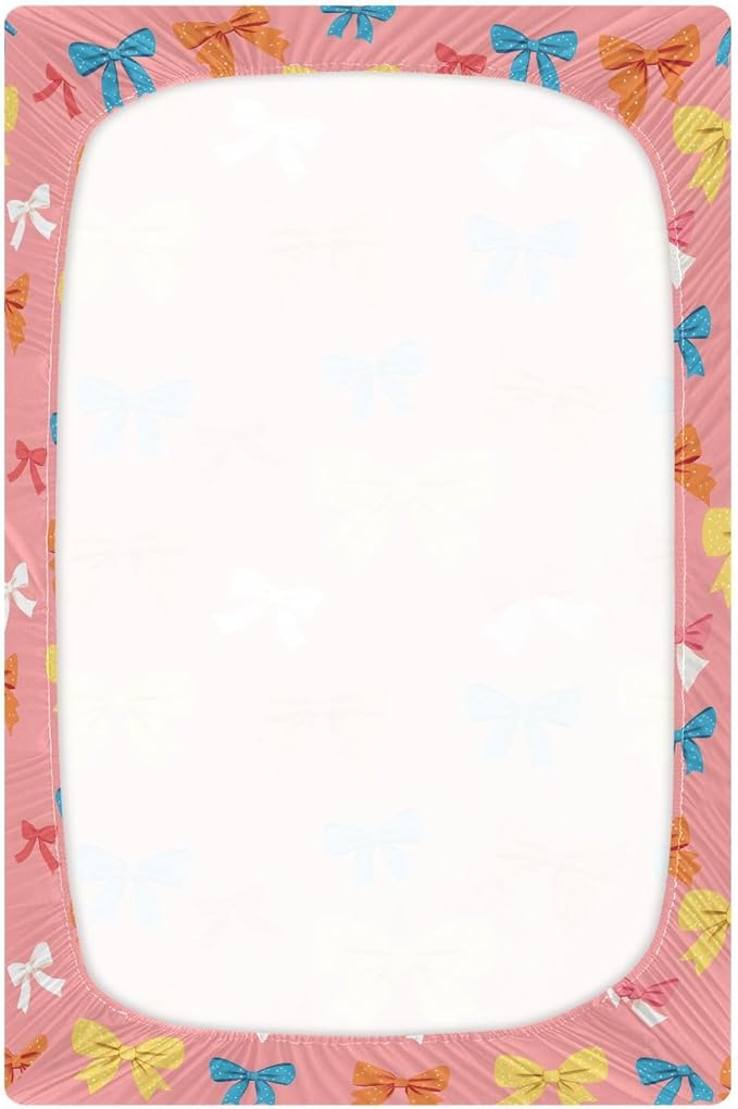 Baby Crib Sheets Fitted Crib Sheet Standard Crib and Toddler Mattress for Boys Girls 39 * 27in Pink Starfish Shell Pattern (Wave Point Bow Pattern, Small)