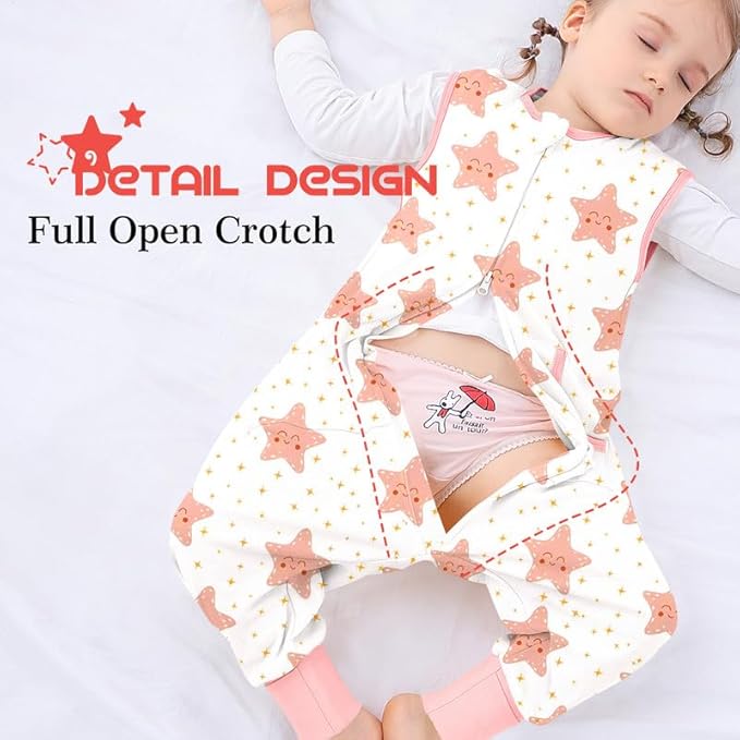 Toddler Sleeping Sack with Feet, Walker Sleep Sack, 0.5Tog (Stars 2T-3T)