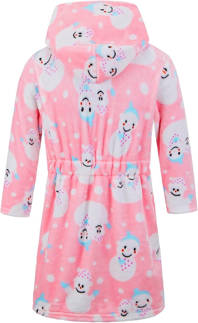 Toddler Robes Cute Pattern Bathrobe Unisex Kids Robe Baby Flannel Hoodie Pajamas Sleepwear