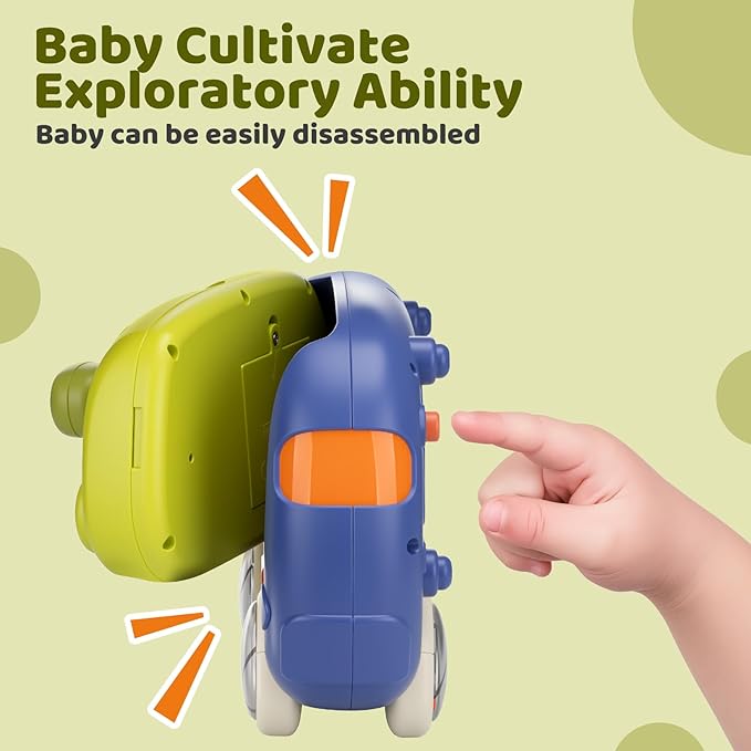 Interactive Musical Driving Toy with Lights & 14 Melodies – Portable Sensory Steering Wheel for Infants. Early Learning Travel Activity Center for 6-18 Month Olds