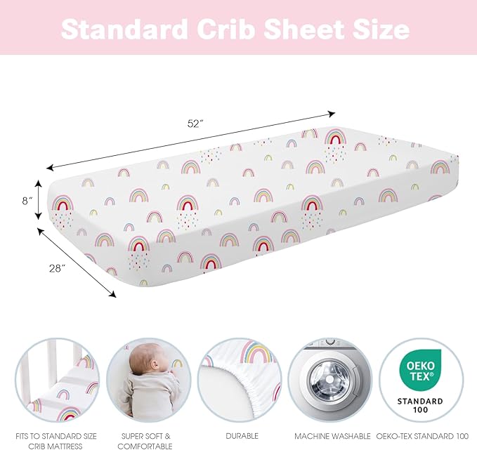 Little Grape Land Crib Sheets Baby Toddler Sheets 2 Pack Fitted for Boys Girls, Standard Size 28x52‘’ Crib Mattress, Super Soft Breathable Washable Microfiber (Whale/Little Bear)