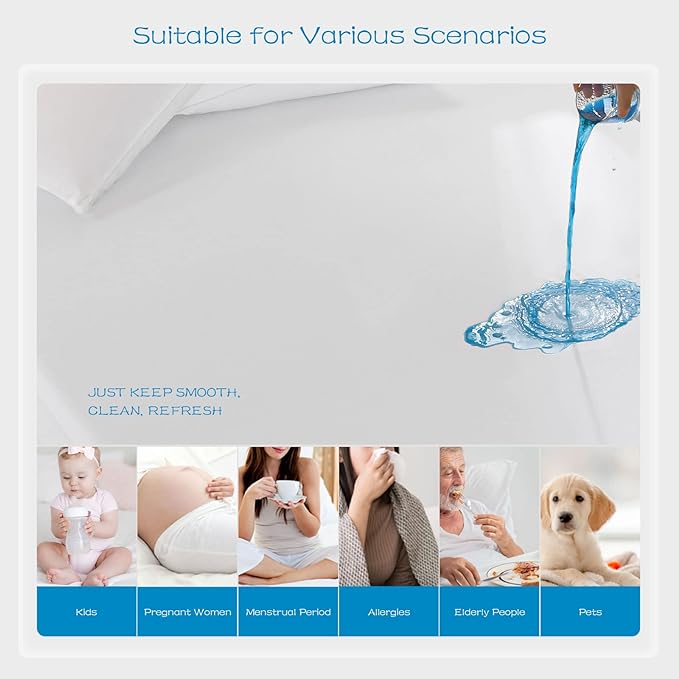 GRT 2 Pack 100% Waterproof Mattress Protector Cal King Size, Breathable & Noiseless Waterproof Mattress Cover Fitted Deep Pocket from 5" to 21", Smooth Washable Cal King Bed Protector - Vinyl Free