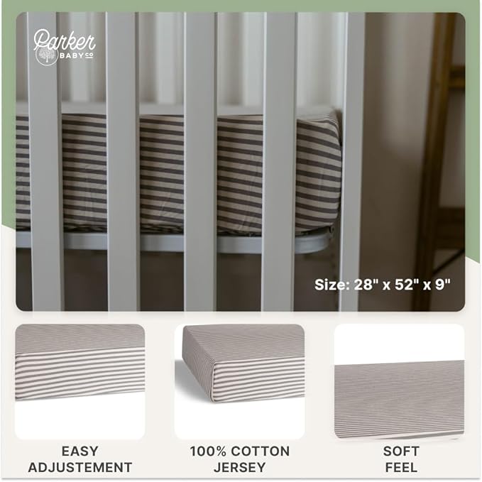 Parker Baby Soft & Durable Fitted Baby Crib Sheets | Snug Fit for Standard Crib Mattresses | Machine Washable, Fade-Resistant & Modern Nursery Designs