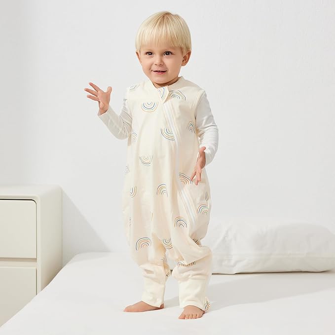 Duomiaomiao 2 Pack 0.5 TOG Toddler Sleep Sack 6-12 Months 100% Cotton Lightweight Baby Sleep Sack with Feet, Breathable Comfy Toddler Wearable Blanket