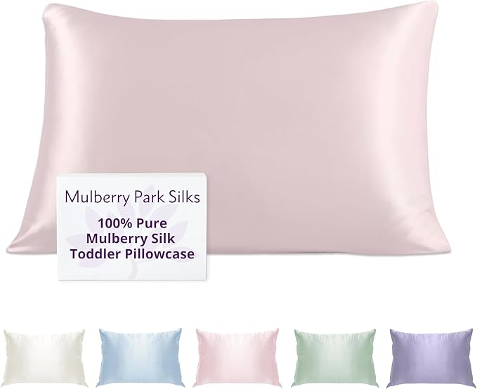 Mulberry Park 19 Momme Silk Pillowcase for Kids & Toddlers - Prevents Bed Head & Frizz, Gentle on Delicate Skin & Hair - Grade 6A Pure Mulberry Silk - 13" x 19" / Lullaby Pink