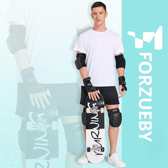Adult/Kids Knee Pads Elbow Pads Wrist Guards 6 in 1 Protective Gear Set for Inline Roller Skating Skateboarding Scooter BMX etc.