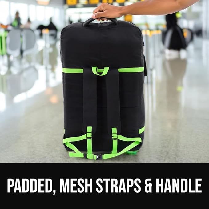 GORILLA GRIP Tear and Water Resistant Padded Car Seat Travel Bag for Airplane and Airport, Universal Fit Baby Carseat Bags, Handle & Shoulder Straps, Air Gate Check Toddler Stroller Carrier, Green