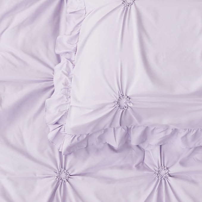 Wowelife Princess Toddler Bedding Set for Girls, Boho Toddler Tufted Bed Set, 4 Pieces Ruffles Jacquard Embroidery Toddler Girl Comforter with Comforter, Fitted Sheet, Flat Sheet and Pillowcase