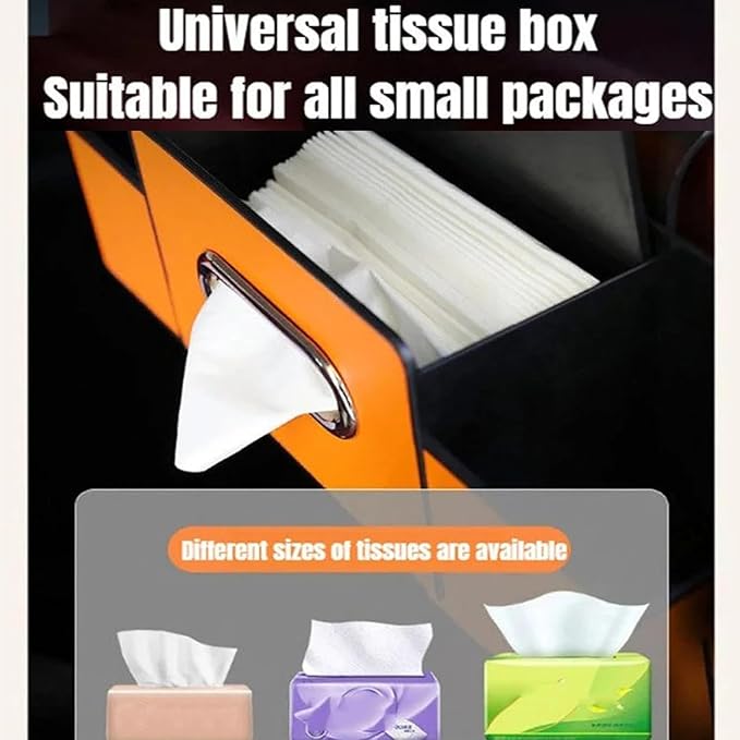 Car Organizer With Tissue Holder, Car Organizer & Storage Box, 5-in-1 Car Organizer Back of Seat, 2 Deep Cup Holders, Tissue Box Holder, Phone & Bag Hooks Zoning Storage (Beige-A)