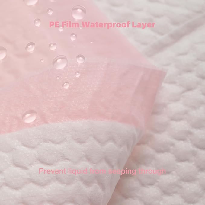 Baby Disposable Changing Pads, 50 Count Portable Diaper Changing Pad Liner, Baby Changing Pad Waterproof Underpads, Breathable, Soft Non-Woven Fabric, Quick Absorb (18x24 Inch, Pink)