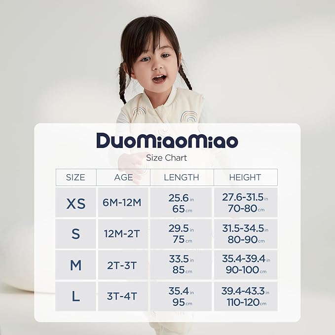 Duomiaomiao 1.5 TOG Toddler Sleep Sack 6-12 Months 100% Cotton Four Season Side Open Zipper Baby Sleep Sack with Feet, Breathable Toddler Wearable Blanket