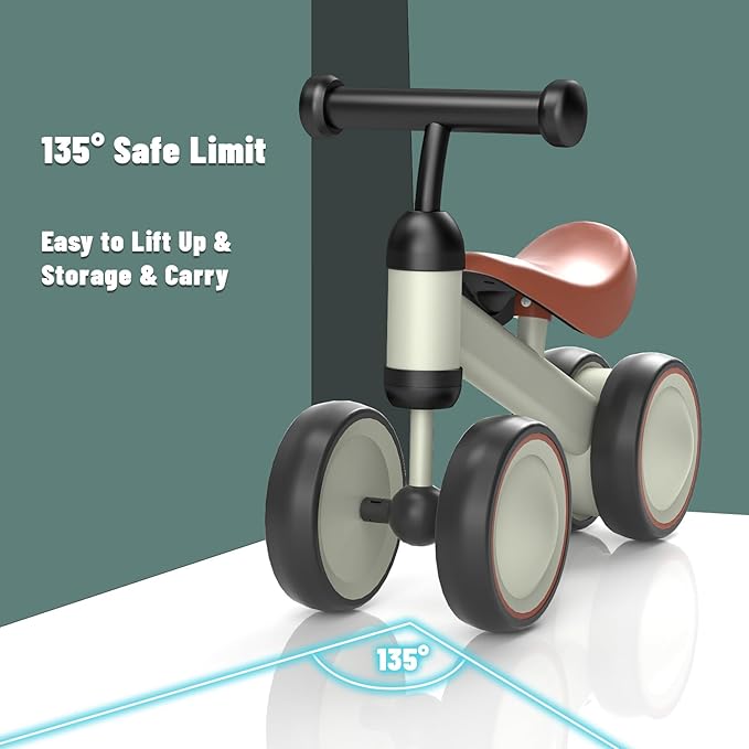 SIMATE Balance Bike Toys for 1 Year Old Boys Girls, 12-24 Month Toddler Ride on Toys, 4 Silent Wheels & Soft Seat, First Birthday Gifts for Baby Girls Boys