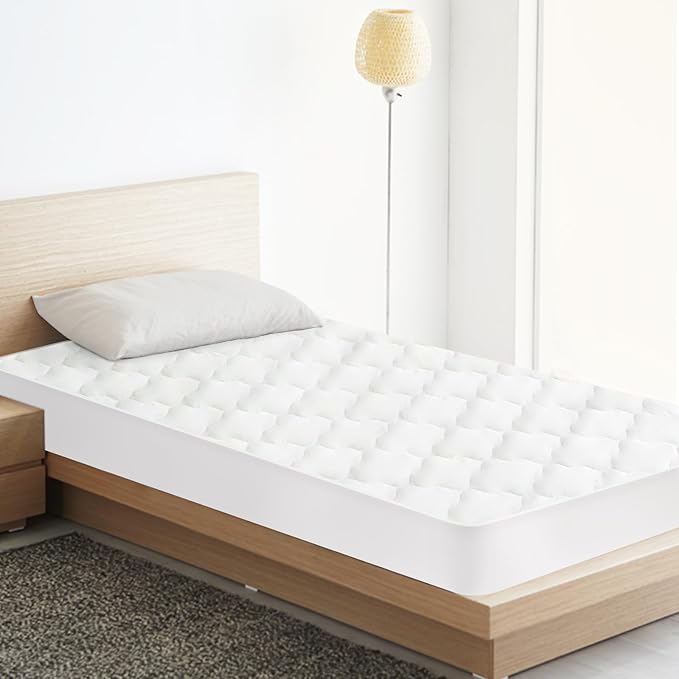 2 Pack Twin Extra Long (XL) Mattress Protector Pad Waterproof Quilted, Breathable & Cooling Twin XL Mattress Cover Fitted for College Dorm Room Essentials with Deep Pocket Up to 14", (White)