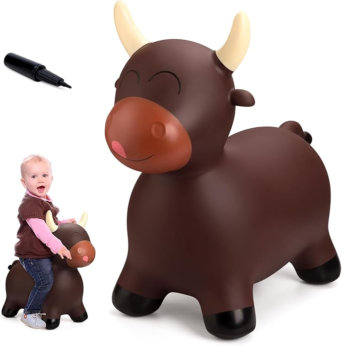 Upper Rider Bouncy Horse Hopper, Inflatable Farm Cow Bouncy Bull, Bounce and Ride on Animal Bouncer for Toddlers, Indoor Outdoor Birthday Gifts for Boys Girls 18 Months 2 3 4 5 6 Years Old