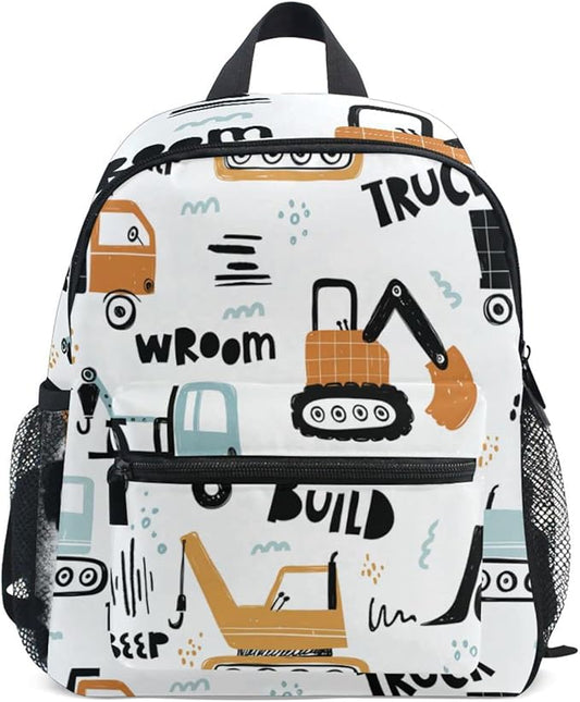 ALAZA Cute Toddler Backpack Funny Construction Transport Cars Backpack for Boys Girls Kindergarten Backpack Toddlers Daycare Bag Preschool Backpack