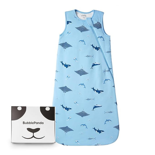 BubblePanda Rayon Made from Bamboo Sleep Sack 0-6 Months 1.0 Tog Soft Toddler Sleeping Sack 3-6 Months for Infant Newborn Babies 2-Way Zipper Baby Wearable Blanket 0-3 Months