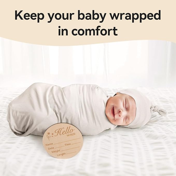 Rayon Made from Bamboo Baby Swaddle Blanket,2 Pack Soft & Breathable Receiving Blankets for Infant Newborn, Swaddle Wrap for Babies Girl and Boy, 47 x 47 Inch, (Slate & Oat)