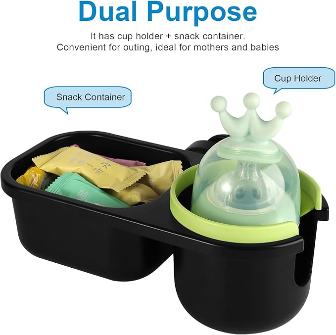 Accmor Stroller Cup Holder with Tray, Universal Cup Holder Tray for Uppababy Nuna Doona Strollers, Bottle Drinks Holder for Stroller, Wheelchair, Walker