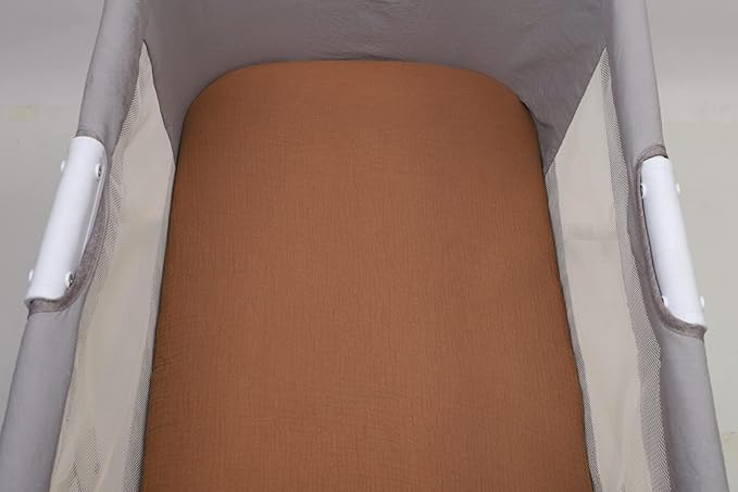 Onacosht Muslin Bassinet Sheets 24" x21" Compatible with Graco Pack ‘n-Play Dome LX Bassinet, Small Round Bassinet Sheets 2 Pack 100% Cotton Natural and Rainbow