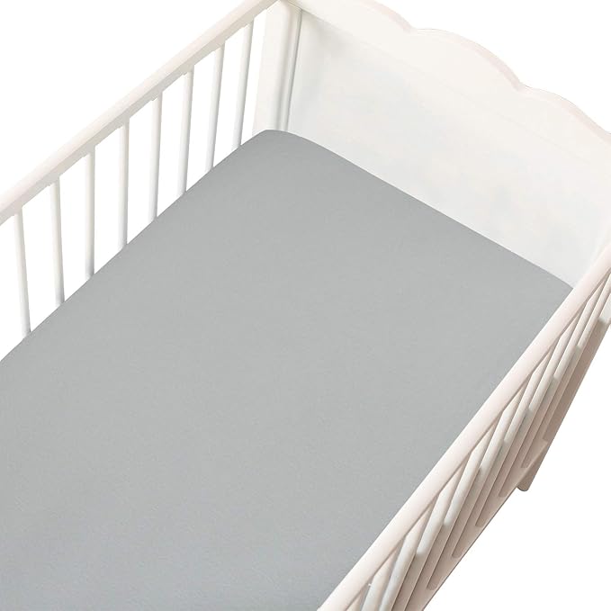 Flannel Crib Sheet for Boy or Girl, 100% Cotton, Heavenly Soft Fitted for Standard Crib (28" X 52") and Toddler Mattresses, Grey