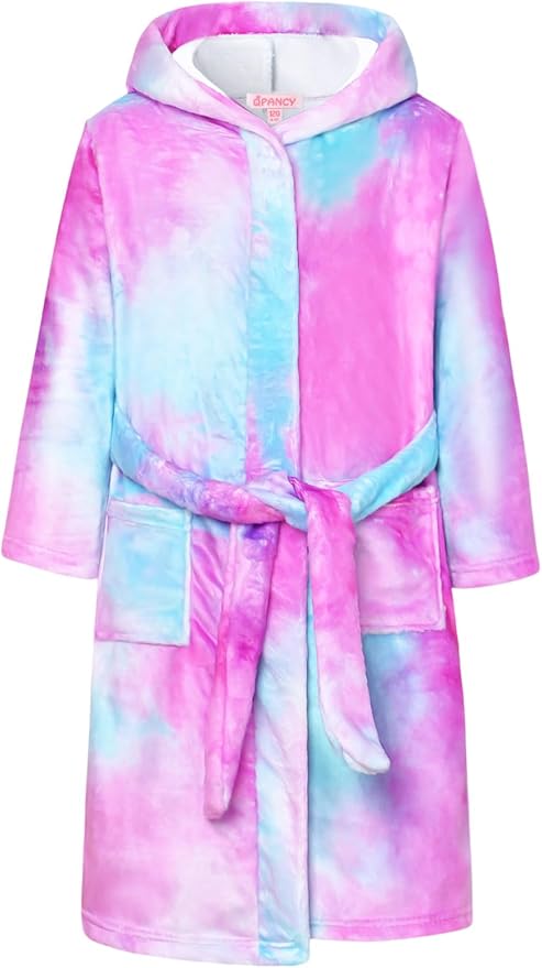 QPANCY Girls Robe Kids Bathrobes Soft Plush Fleece Pajamas Sleepwear