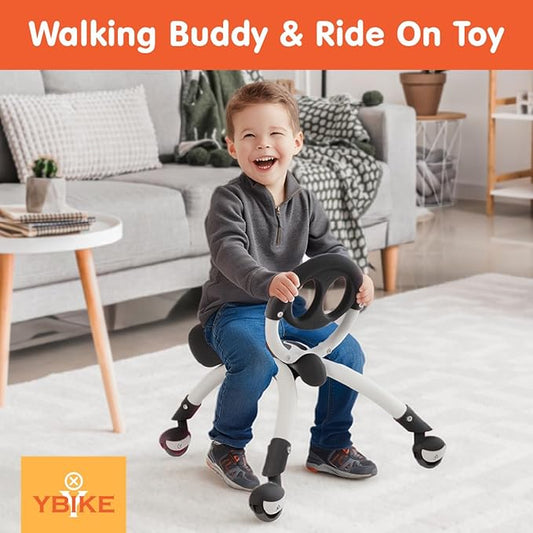 YBIKE Pewi Toddler Balance Bike - Kids Ride On Toys, Baby Push Car, Toddler Walker for Ages 9 Months to 3 Yrs, Durable Walking Buddy Push Toy, Comfortable, Indoor & Outdoor, Up to 44 Lbs, Black