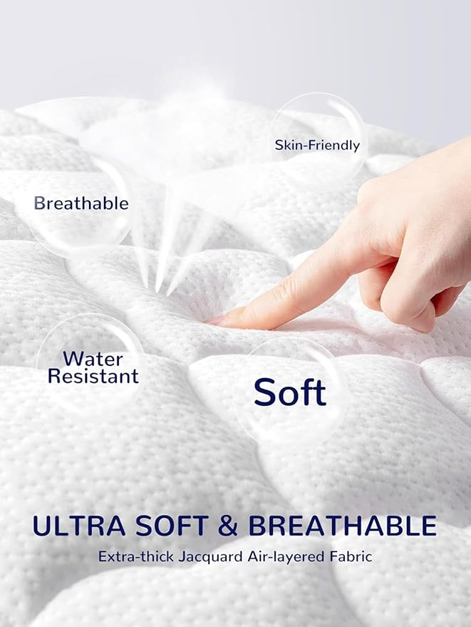 SLEEP ZONE Waterproof Crib Mattress Protector Pad 2-Pack - Quilted, Fitted Baby Mattress Cover 28"x52" - Soft Breathable Toddler Mattress Pad Noiseless Infant Bed Topper - Deep Pocket 14", White