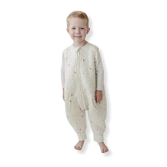 Tealbee Dreamsuit Toddler Sleep Sack with Feet – Walker Sleep Bag with Legs, Rayon made from Bamboo, All Season 1.2 TOG, 2-Way Zipper, 2T-3T - Moons&Stars