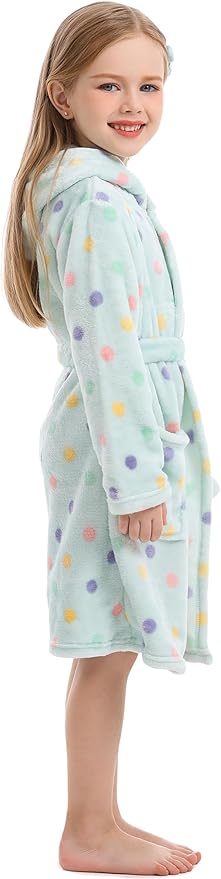 Toddler Robes Cute Pattern Bathrobe Unisex Kids Robe Baby Flannel Hoodie Pajamas Sleepwear