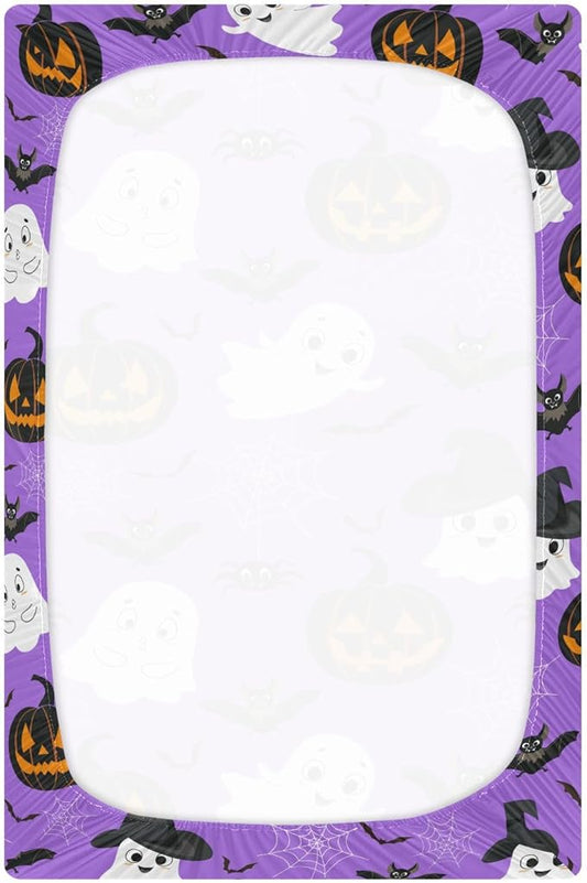 Ghost Halloween Crib Sheets Soft Breathable Fitted Baby Crib Sheets Mattress Cover for Girl Boys, 52" x 28" x 9"