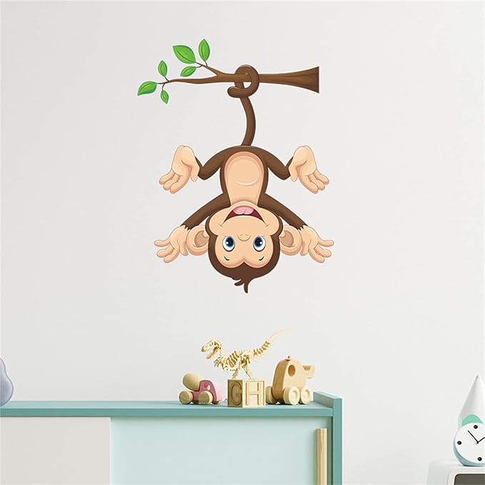 ROFARSO Colorful Cute Cartoon Wall Sticker for Kid Removable Peel and Stick Wall Decal DIY Decoration for Nursery Baby Girls Bedroom Playroom Living Room (Monkey)
