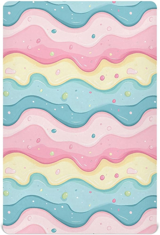 Baby Crib Sheets Fitted Crib Sheet Standard Crib and Toddler Mattress for Boys Girls 39 * 27in Pink Starfish Shell Pattern (Cute Ice Cream Pattern, Medium)