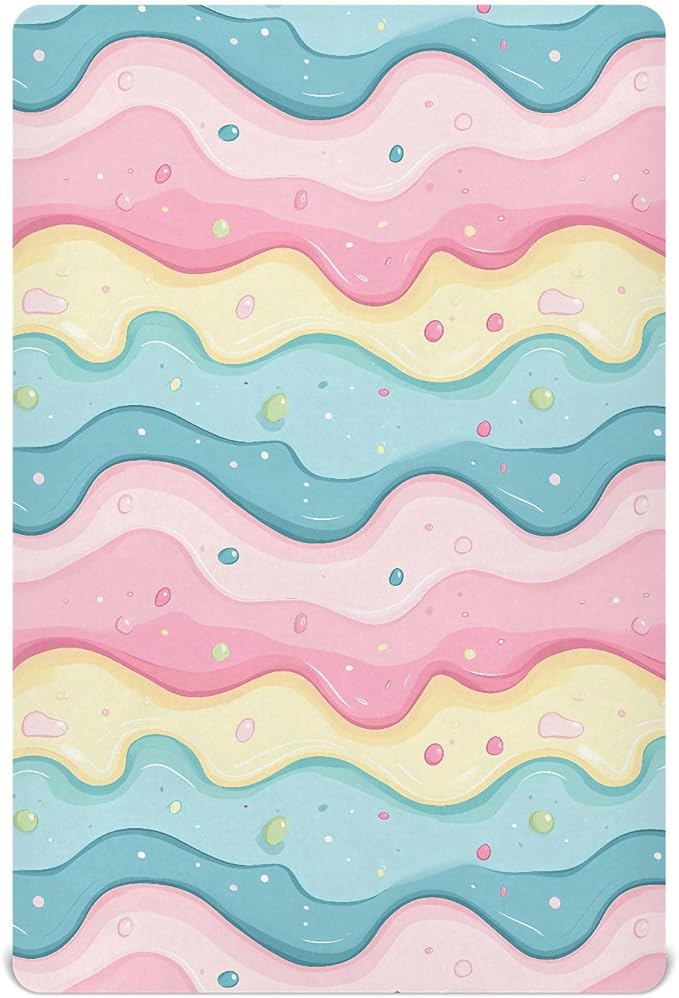 Baby Crib Sheets Fitted Crib Sheet Standard Crib and Toddler Mattress for Boys Girls 39 * 27in Pink Starfish Shell Pattern (Cute Ice Cream Pattern, Small)