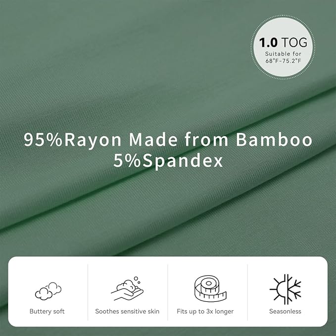 Unisex Rayon Bamboo Baby Sleep Sack TOG 1.0, Toddler Sleeping Sack 0-6 Months, 2-Way Zipper YKK