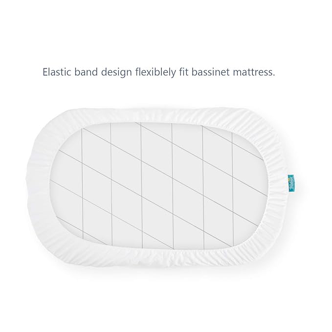 Bassinet Mattress Protector, Fits 15" x 30" Graco Sense2Snooze and Dream On Me Lacy Bassinet, 2 Pack, Waterproof, Washer & Dryer