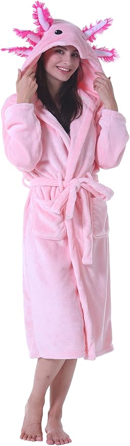 CuteOn Bathrobe for Women Soft Fleece Hooded Plush Loungewear