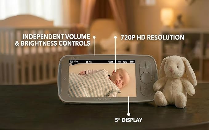 Infant Optics DXR-8 PRO Video Baby Monitor, 720P HD Resolution 5" Display, Patented A.N.R. (Active Noise Reduction), No WiFi, Pan Tilt Zoom, and Interchangeable Lenses