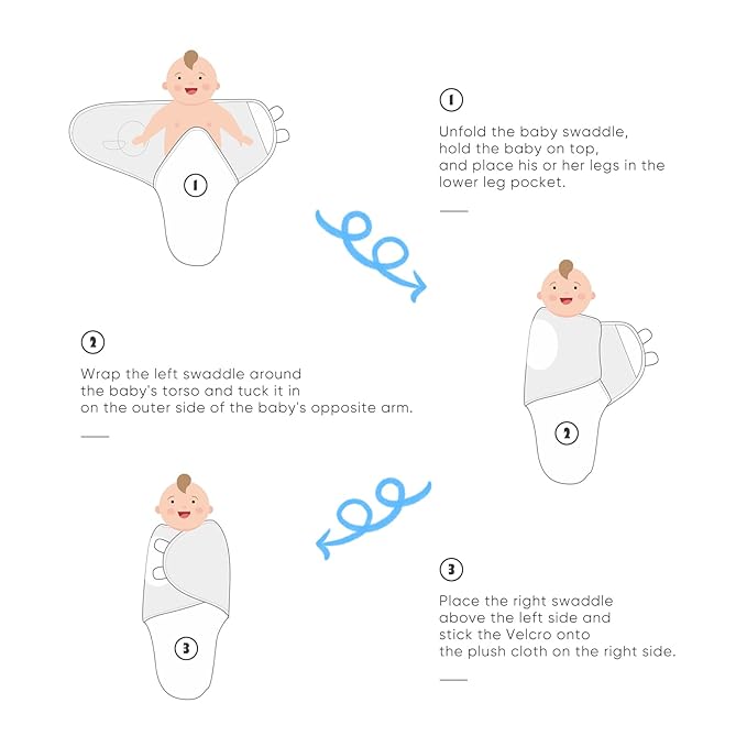 DRESHOW BQUBO 3 Pack Baby Swaddle Sleep Sacks Baby Swaddling Blanket Wrap Newborn Swaddle Sack with Bear Ears Hat for Boys Girls 6-12 Lbs Newborns & 0-3 Months Girls Boys