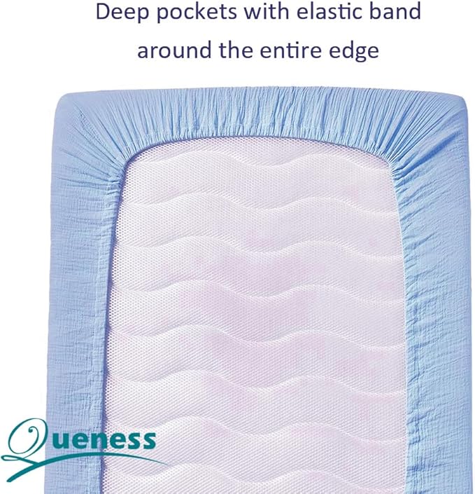 Muslin Crib Sheets for Baby Boys Girls, Neutral Fitted Crib Mattress Sheet for Standard Crib and Toddler Mattress, Soft and Breathable Bed Covers, 28” x 52” (Sky Blue)