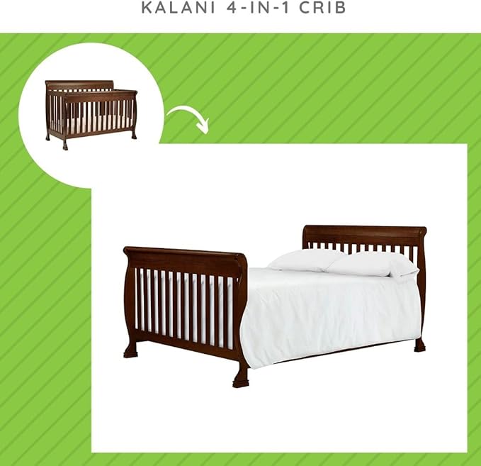 Universal Twin and Full-Size Conversion Kit Bed Rails for Davinci Baby Convertible Cribs - Solid Wood Rail - Toddler & Adult Bed Rail for Twin & Full-Size Bed - Nursery Furniture (Dark Java)