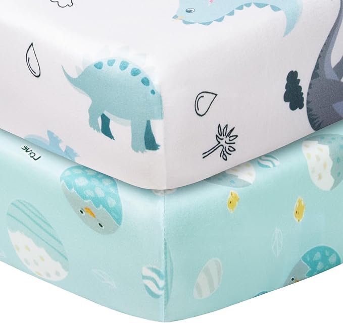 Graco Pack and Play Mattress Sheets Fitted, Mini Crib Sheets 2-Pack for Pack 'n Play Mattress, Stretchy Playard Sheets