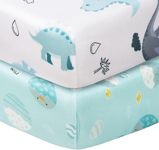 Graco Pack and Play Mattress Sheets Fitted, Mini Crib Sheets 2-Pack for Pack 'n Play Mattress, Stretchy Playard Sheets