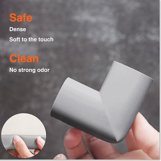 Roving Cove HeftyFit Edge Corner Protector Baby Proofing (Large 18ft Edge 8 Corners), Heavy-Duty, Soft NBR Rubber Foam, Furniture Fireplace Safety Bumper Guard, 3M Adhesive, Stone Grey