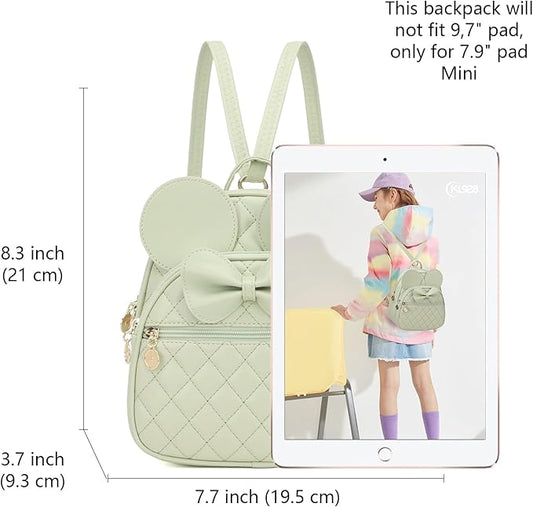 KL928 Girls Mini Backpack Bowknot Polka Dot Cute Small Daypacks Convertible Shoulder Bag Purse for Women