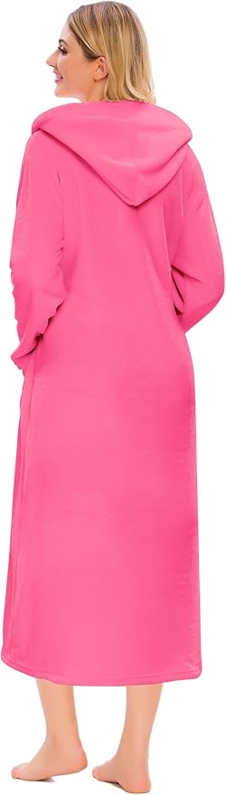 Umeyda Girls & Women Fleece Hooded Robes, Soft Fuzzy Bathrobe Warm Plush Fluffy Bath Robe for Kids Womens