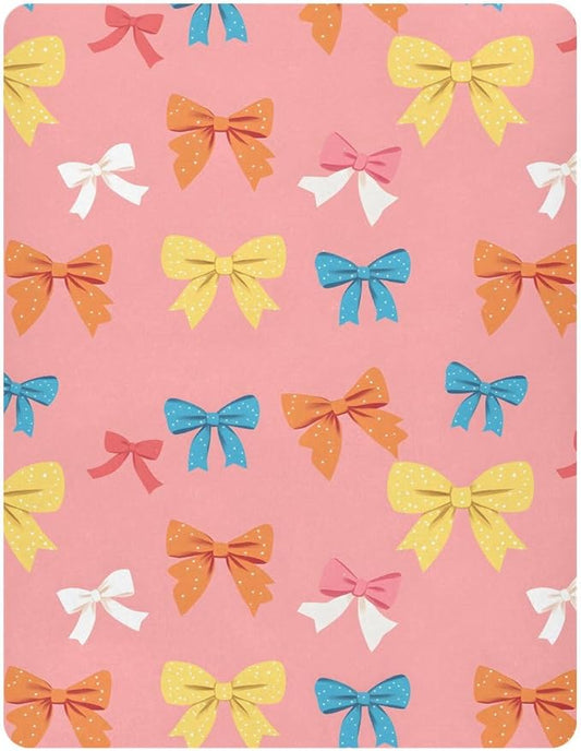 Baby Crib Sheets Fitted Crib Sheet Standard Crib and Toddler Mattress for Boys Girls 39 * 27in Pink Starfish Shell Pattern (Wave Point Bow Pattern, Small)