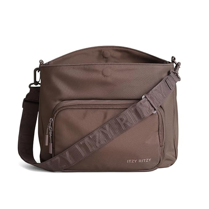 Itzy Ritzy Belong Cargo Caddy - Attaches to Stroller or Wagon; Also Includes Shoulder/Crossbody Strap (Mocha)