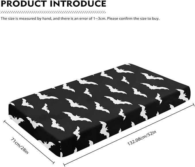 Black Bat Fitted Crib Sheet Bats Baby Crib Sheet Fit Standard Crib and Toddler Mattress,Crib Mattress Sheets for Boys Girls 28"x52"