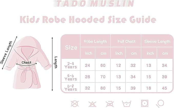 Organic Cotton Toddler Bathrobe, Soft and Breathable Baby Robe for Kid, Boy& Girl Hooded Robe Muslin